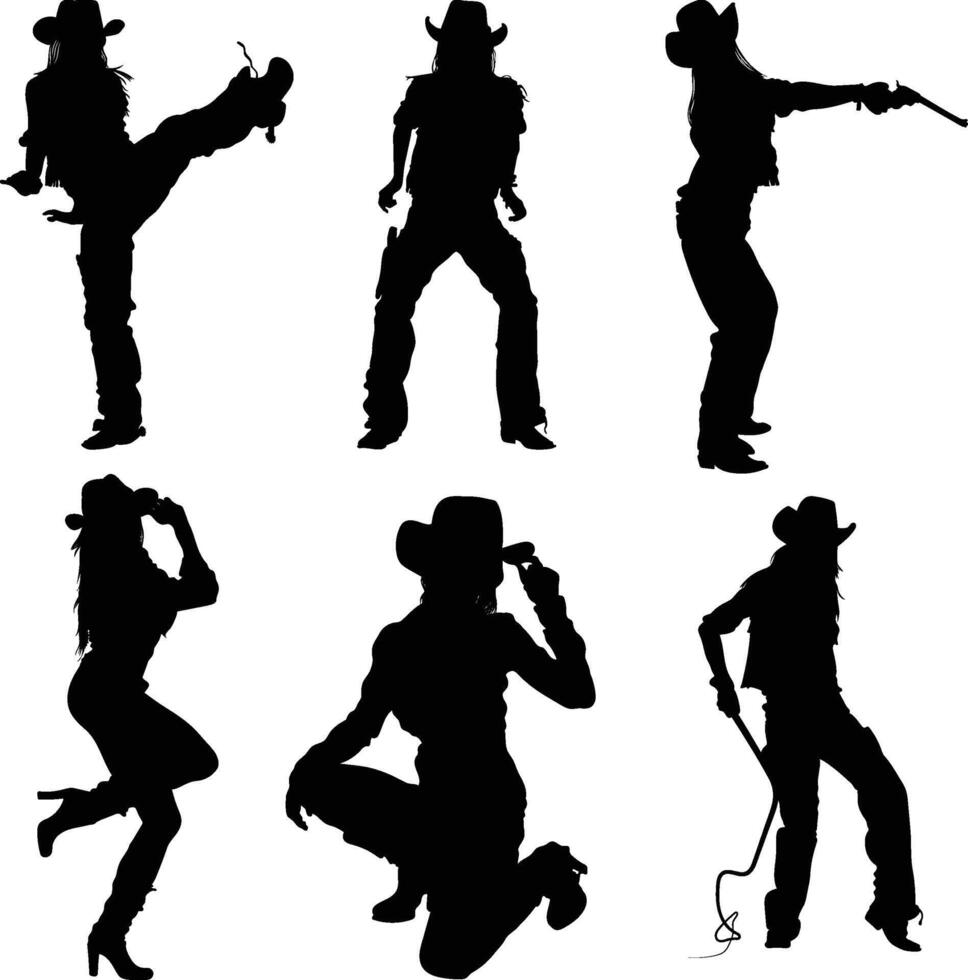 Cowgirl Silhouettes Illustration Isolated On White Background vector