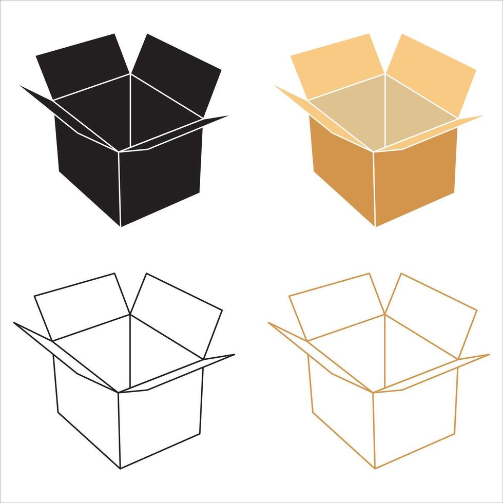 Open Box icon set. open package icon design vector