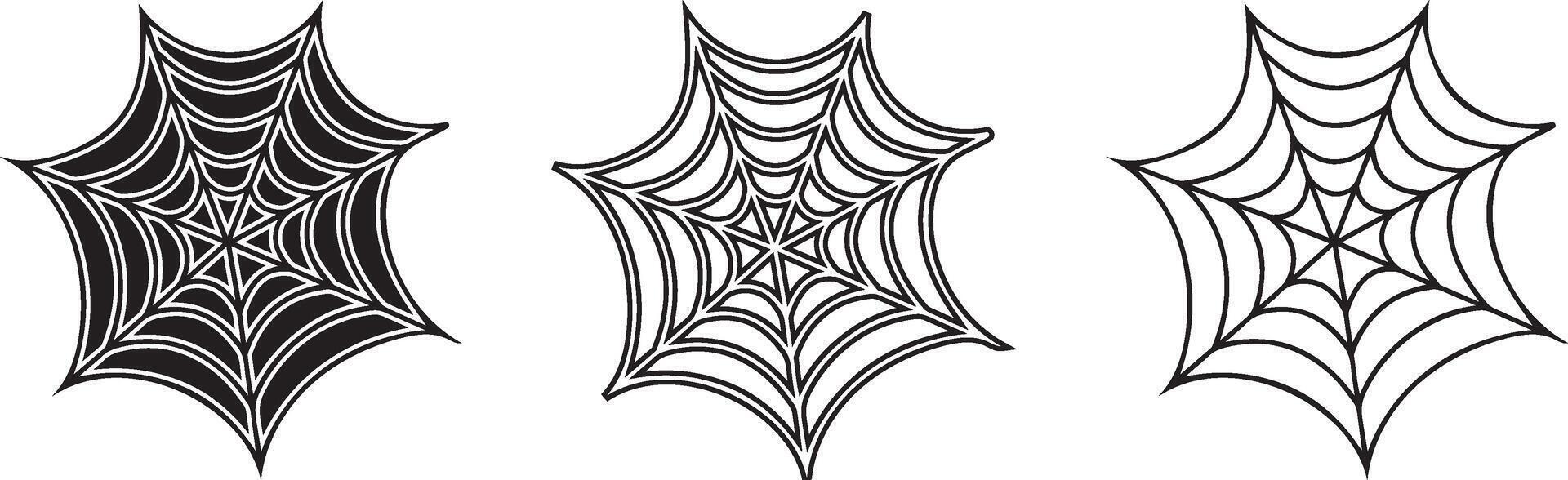 Set of simple spider webs line art illustration vector