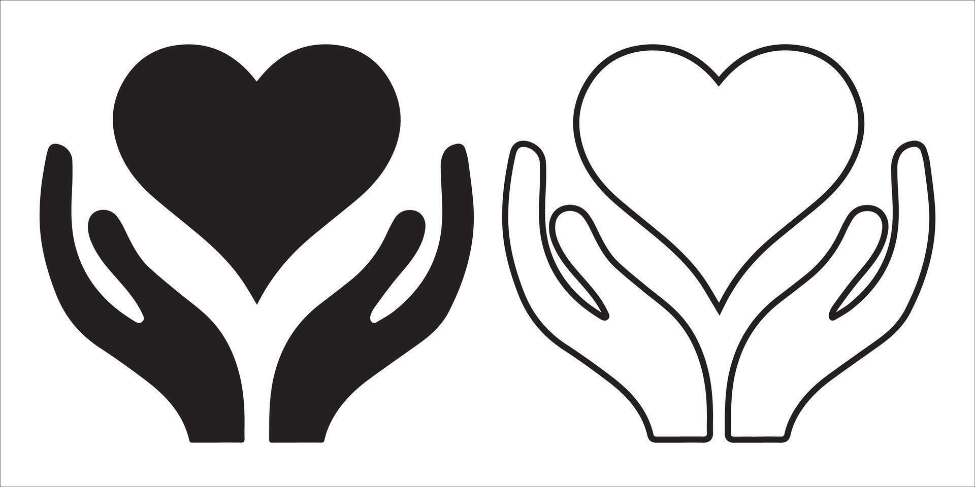A heart symbol held by hands, representing love and health vector