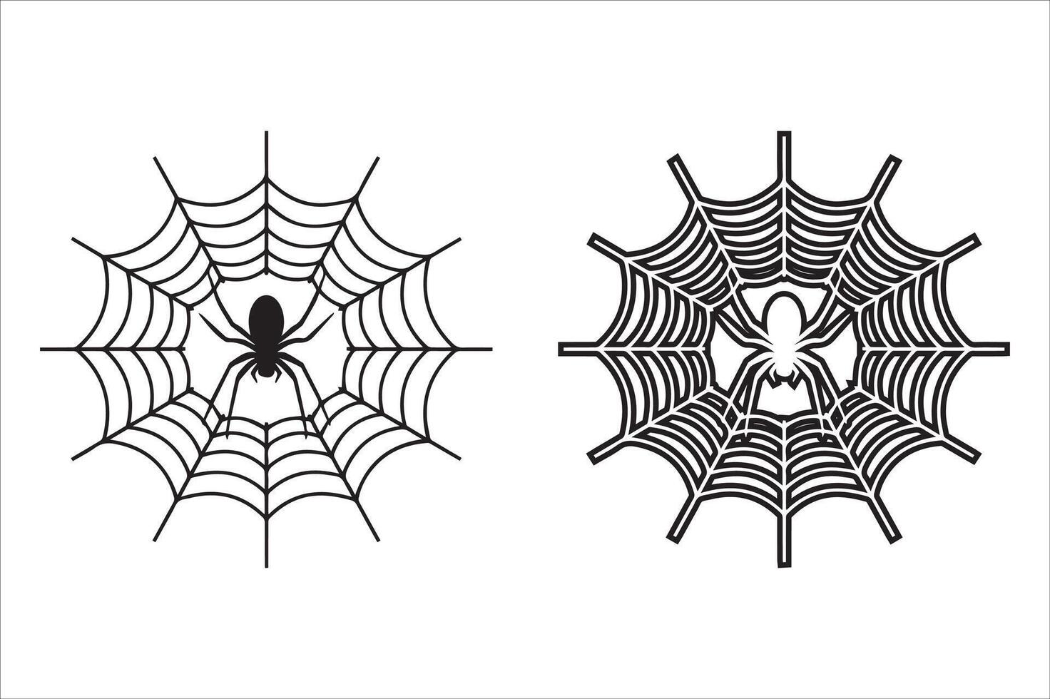 Spider web with spider line art of illustration vector