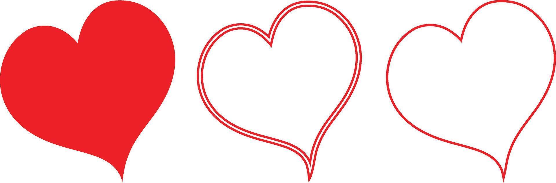 Red heart set. Love icons isolated on white background vector