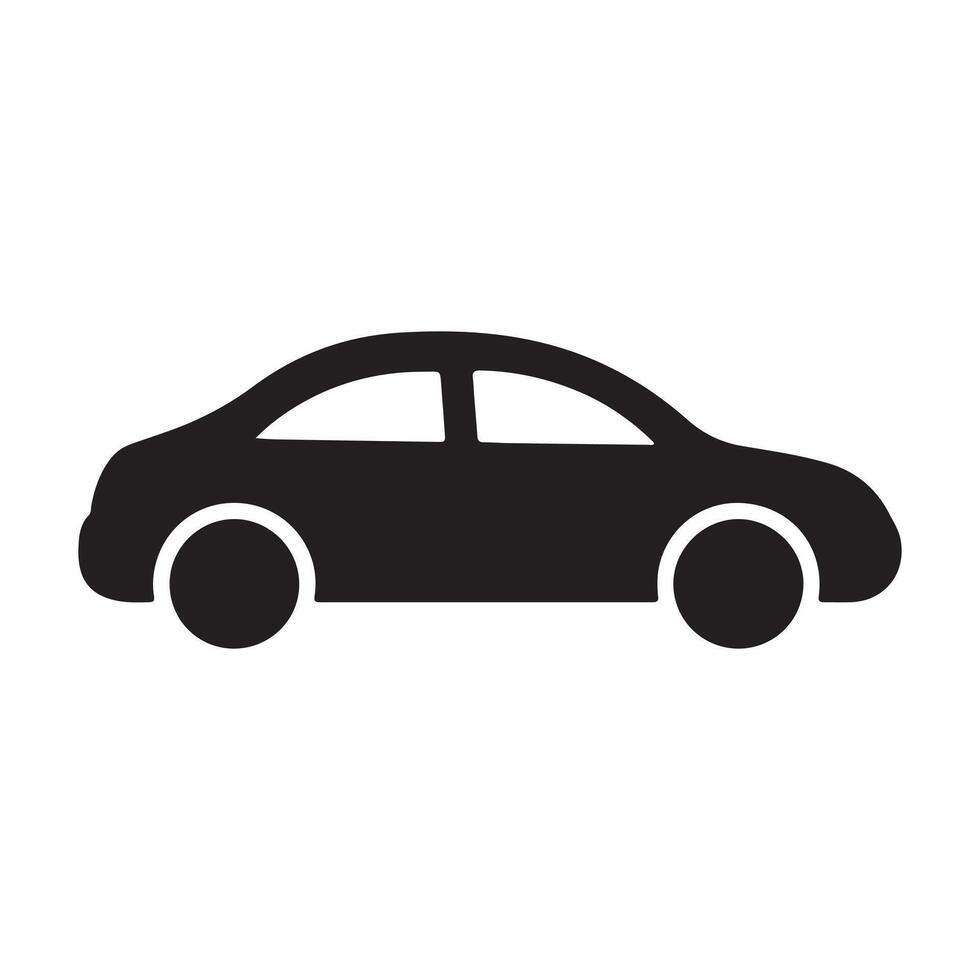 The car is depicted in a side profile with smooth, rounded lines, and it is colored white against a dark brown background. vector