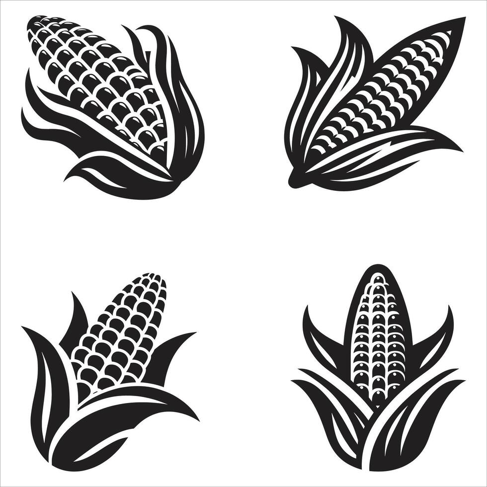 Corn Icon Set Isolated On White Background vector