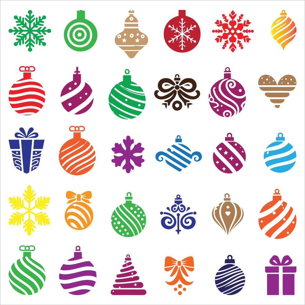 Set of Christmas Ornament Holiday Decorations Clipart silhouette Illustration vector