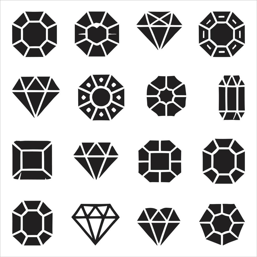 Diamond Icons, Diamond Set Design Illustration Diamond Design Elements isolated On White Background vector