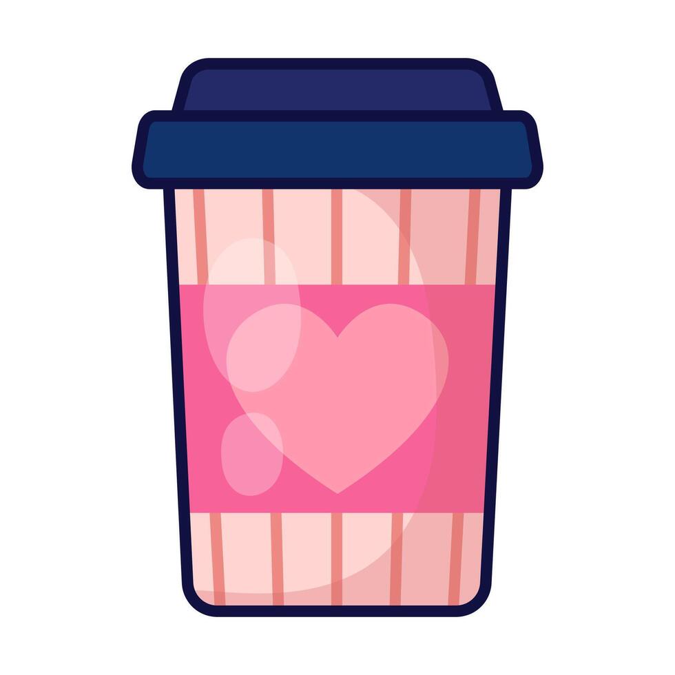 Glass of coffee. Valentine's day. illustration vector