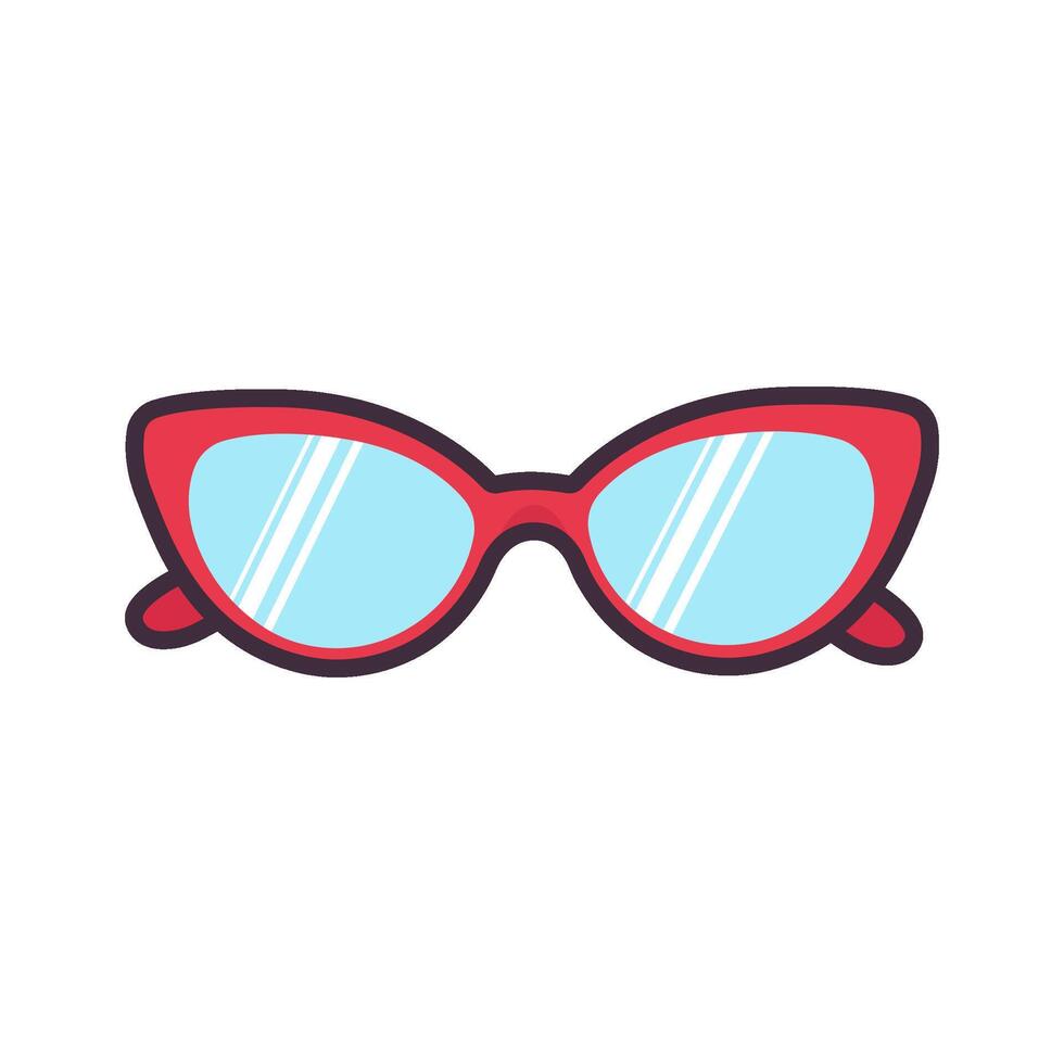 Red womens sunglasses. Flat illustration. Isolated image on a white background. vector