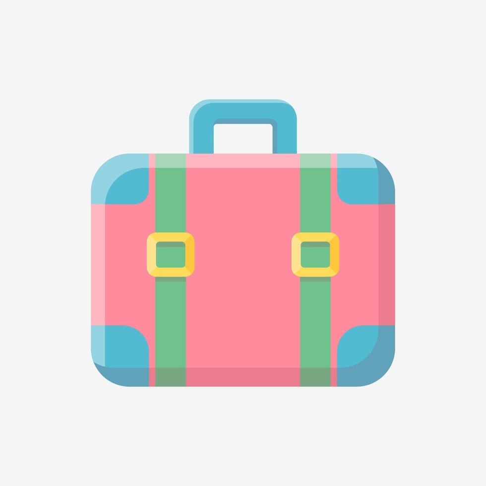 Pink travel suitcase. Flat illustration. Isolated image on a white background. vector