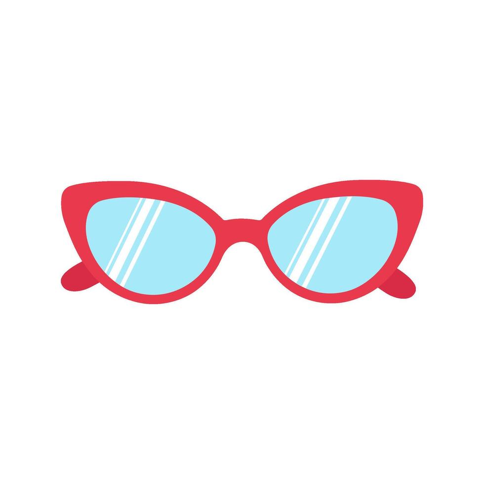 Red women's sunglasses. Flat illustration. Isolated image on a white background. vector