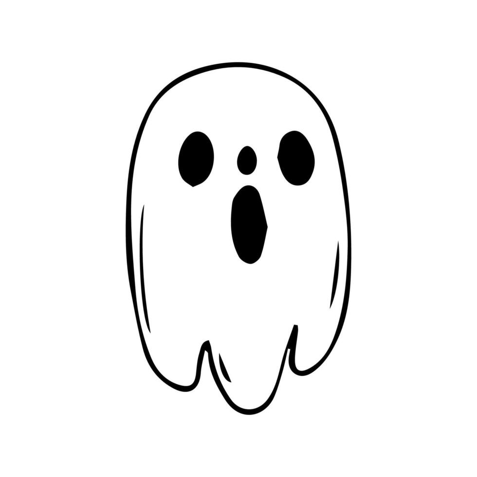 A black and white drawing of a ghost vector