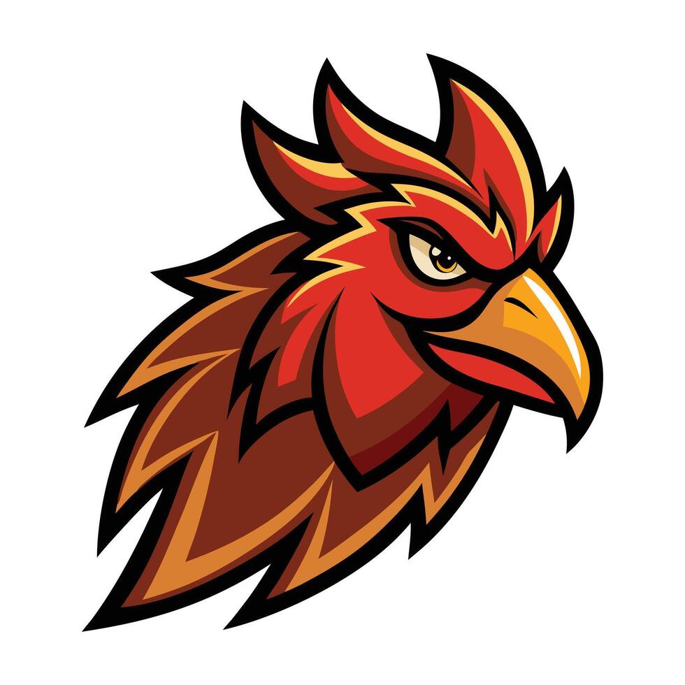 Angry chicken head logo icon illustration vector
