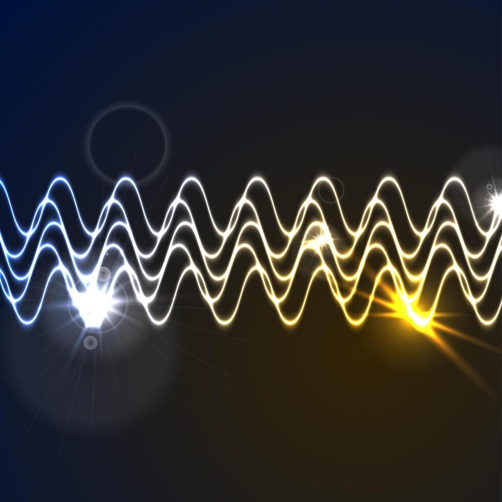 Glowing neon abstract waveform background vector