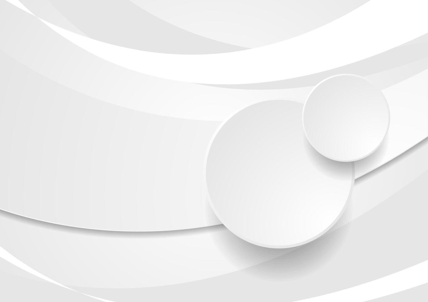 Grey white wavy background with circles vector