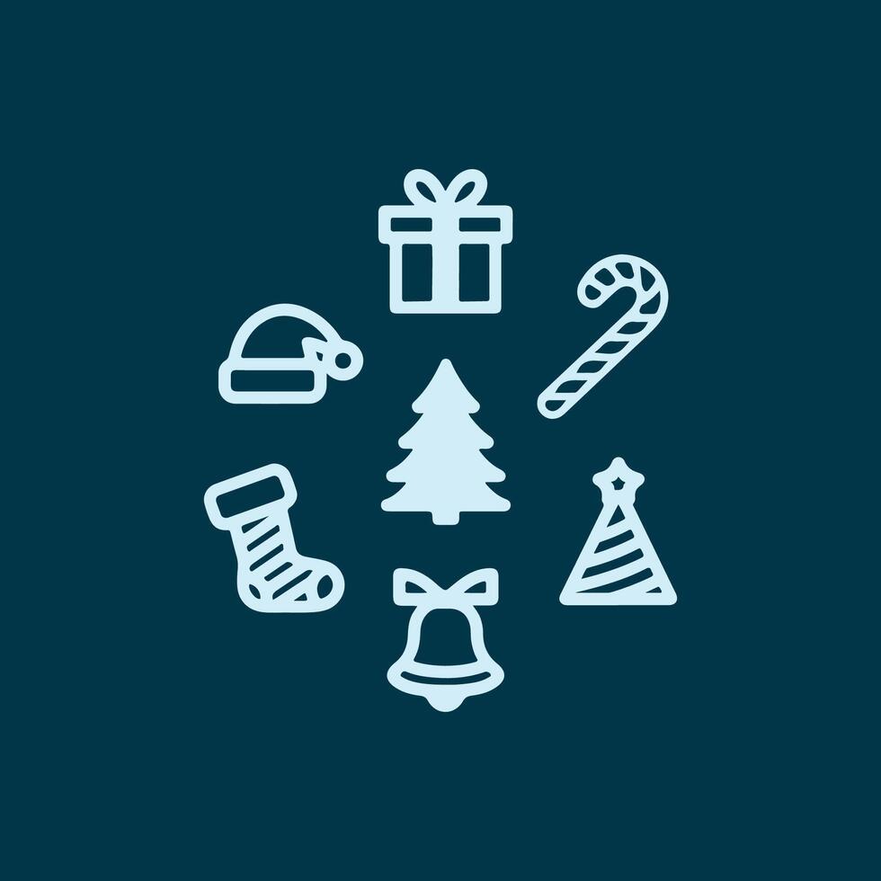 Christmas Symbols big set, gift box, art and craft decorative items. Christmas, winter, new year concept. vector