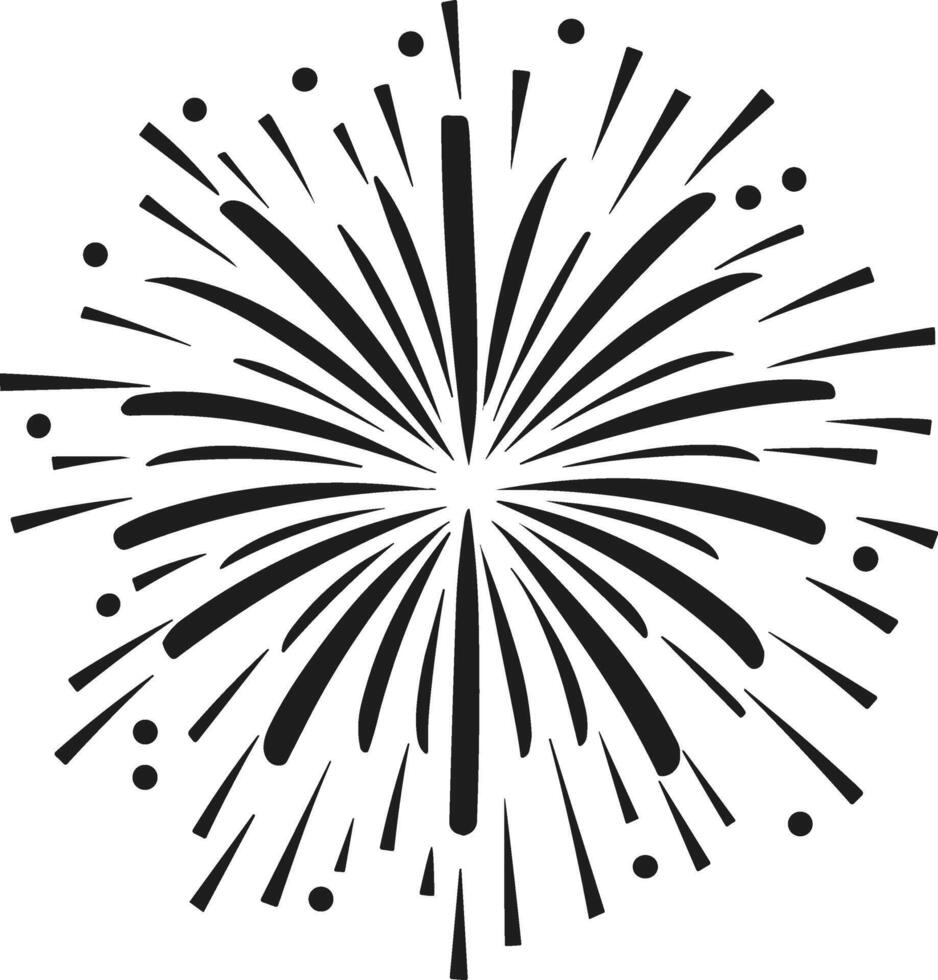 Fireworks Burst Illustration - Black and White Festive Explosion Design vector