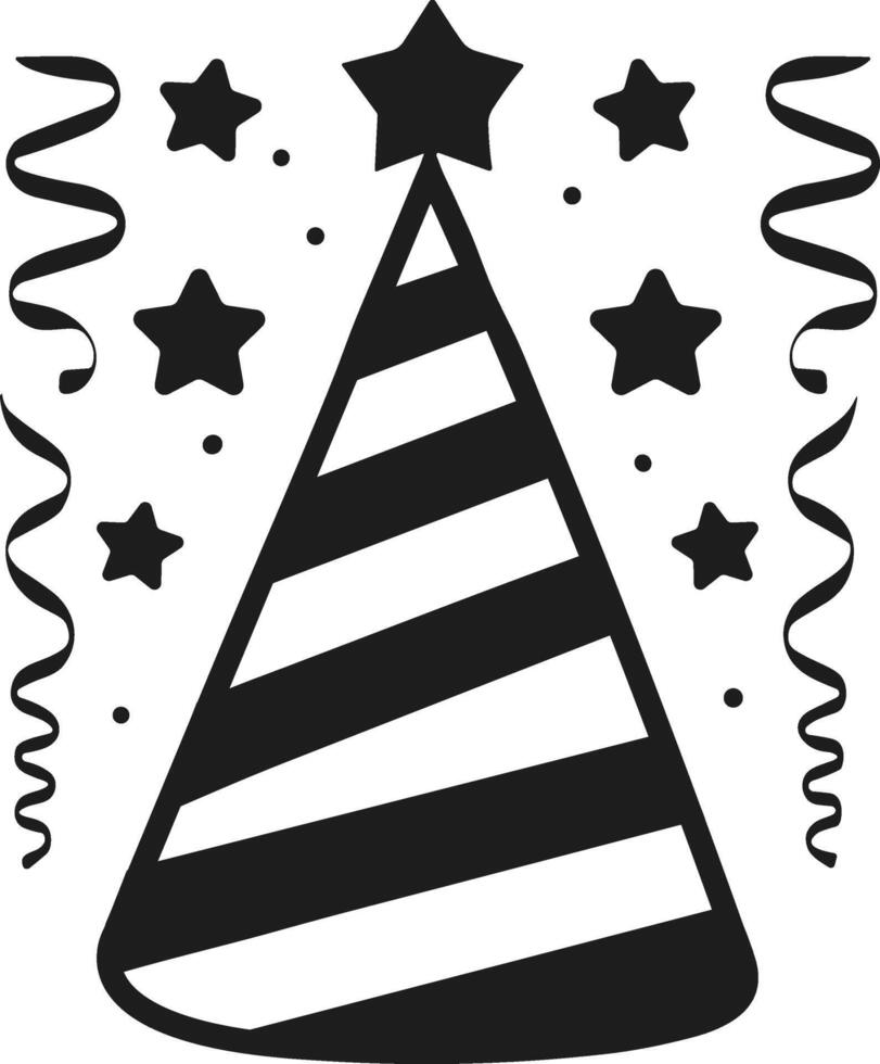 Party Hat with Stars and Confetti Illustration - Celebration Concept vector
