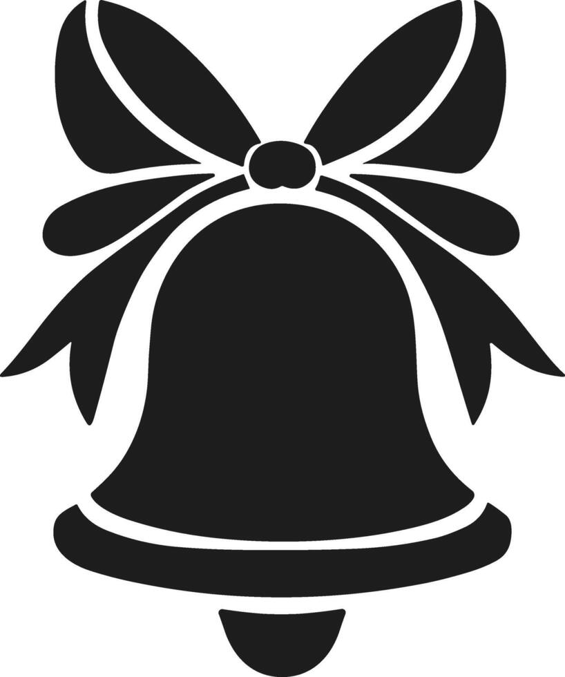 Christmas Bell with Ribbon Bow Silhouette - Elegant Holiday Illustration vector