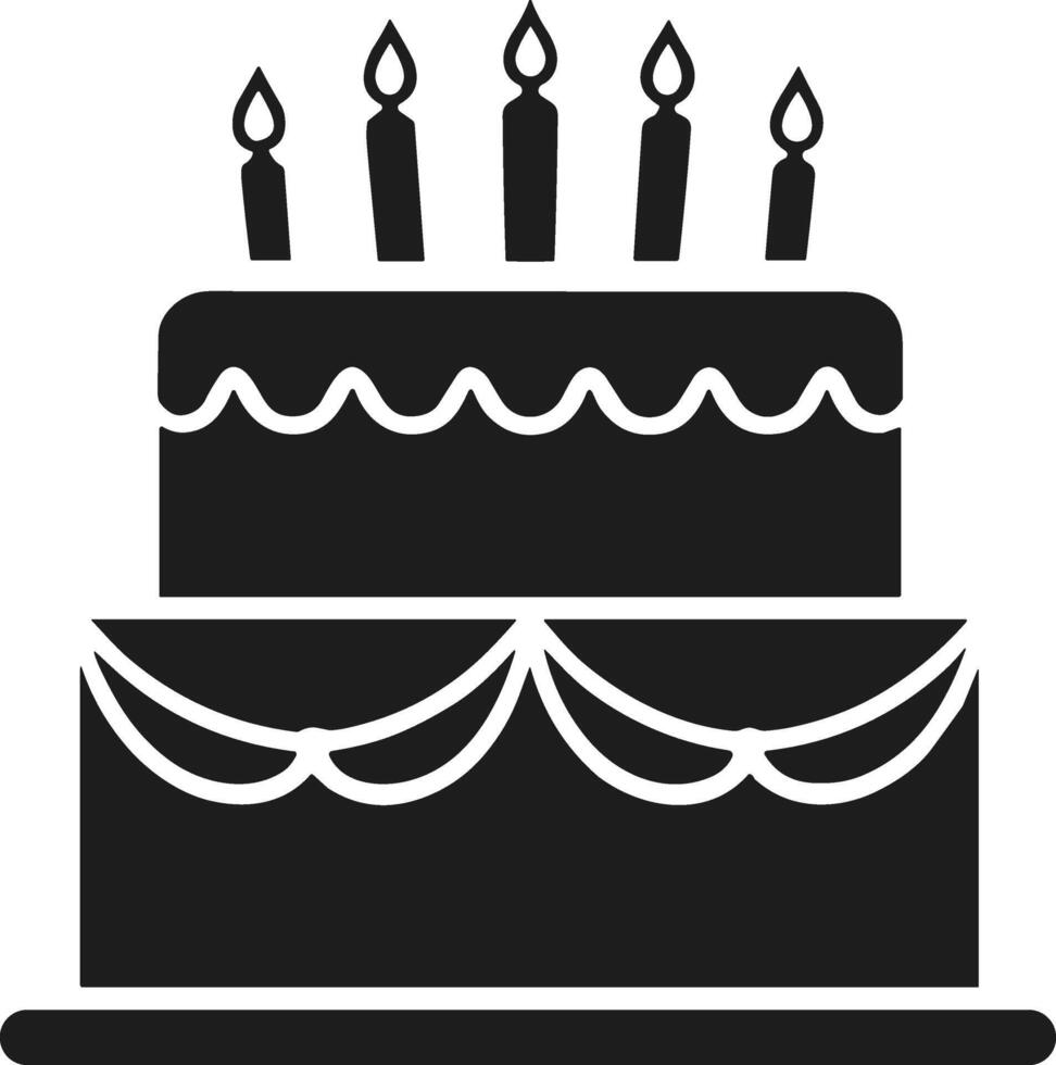 Elegant Birthday Cake with Candles Silhouette - Perfect for Party and Celebration Design Themes vector