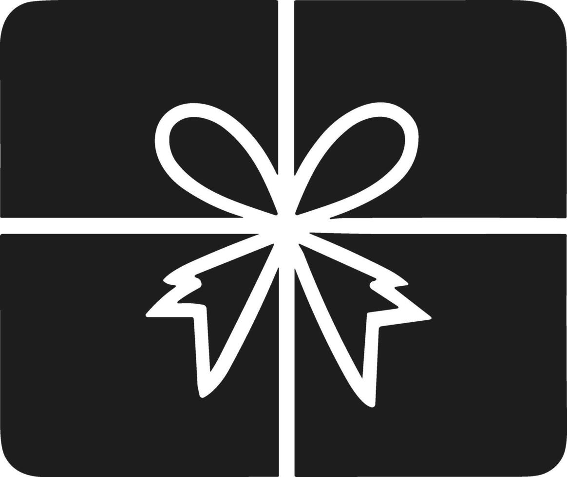 Minimalist Gift Box with Ribbon and Bow Illustration - Holiday Present Icon vector