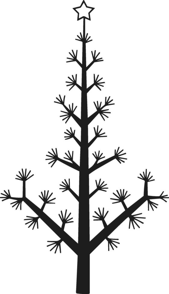 Minimalist Christmas Tree Silhouette with Star Top Illustration vector