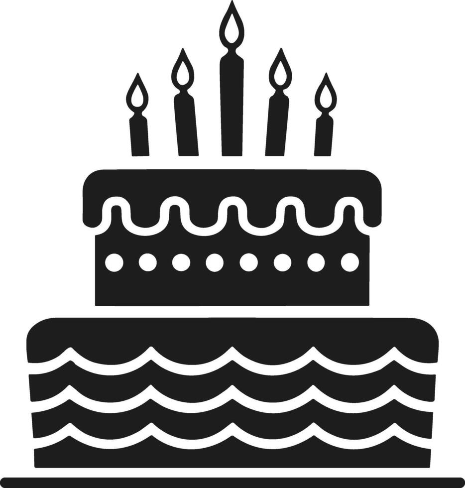 Classic Birthday Cake Silhouette with Candles - Perfect for Party and Celebration Design Themes vector