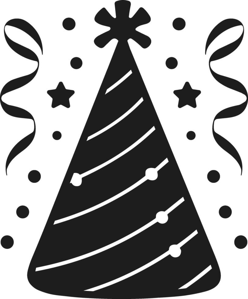 Party Hat Illustration with Stars and Confetti Elements vector