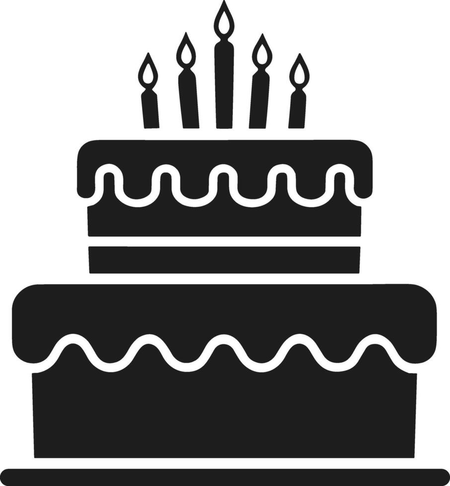 Elegant Birthday Cake Silhouette with Candles Illustration - Perfect for Celebrations and Party Invitations vector