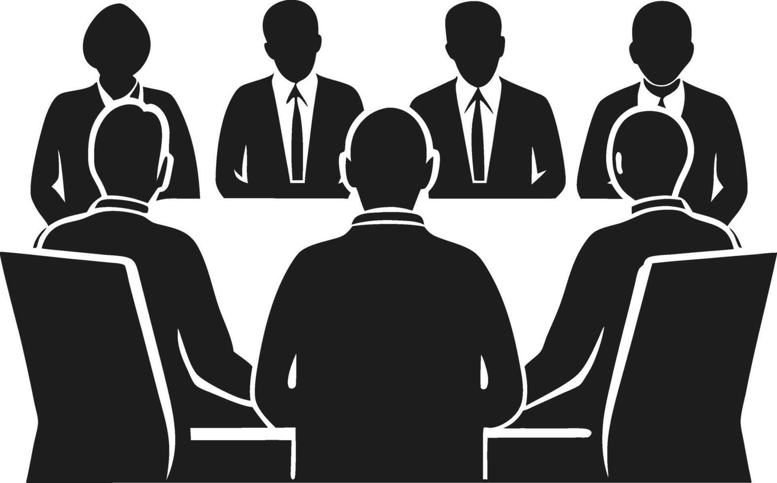 Corporate Meeting with Diverse Team Silhouette Illustration vector