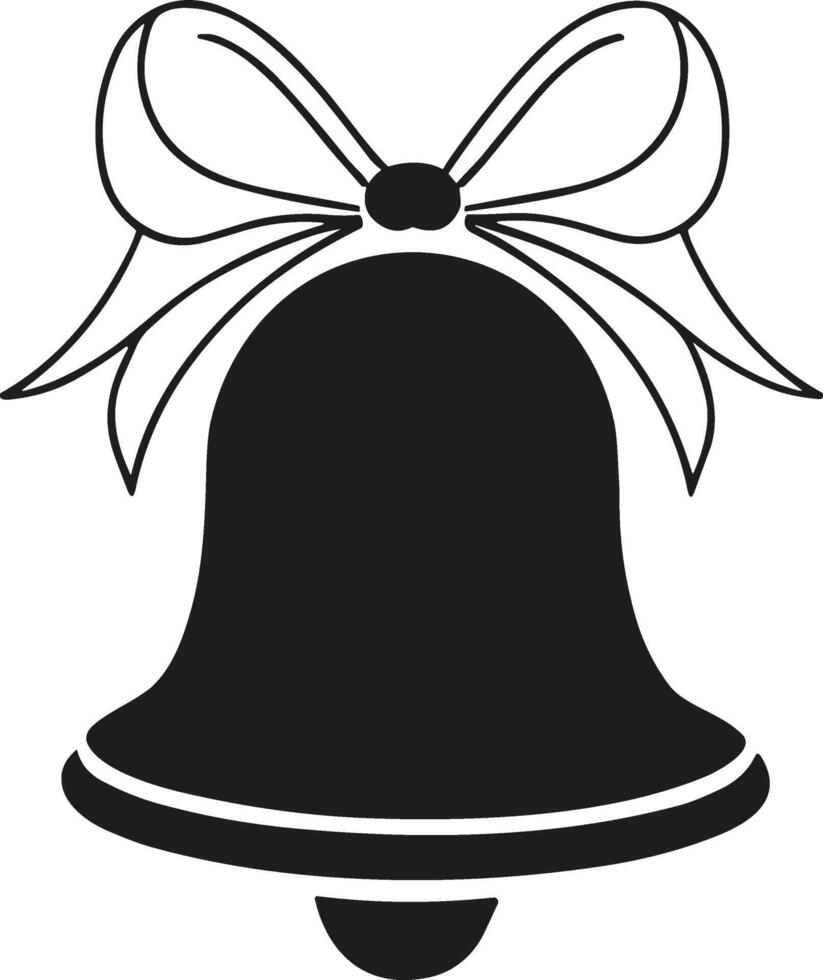Christmas Bell with Ribbon Bow Silhouette - Festive Holiday Illustration vector