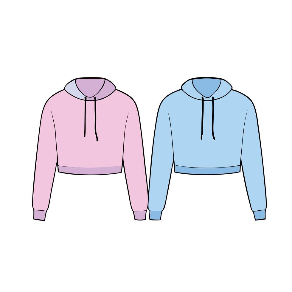 Two hoodies with different colors on them vector