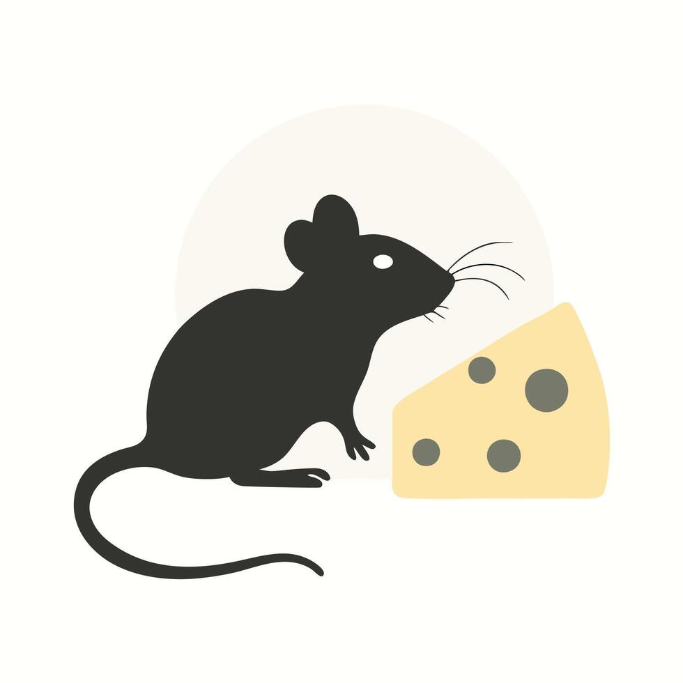 A mouse is eating a piece of cheese vector