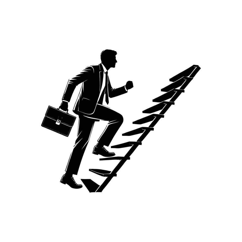 Success Journey Silhouette of Professional Climbing Steps vector