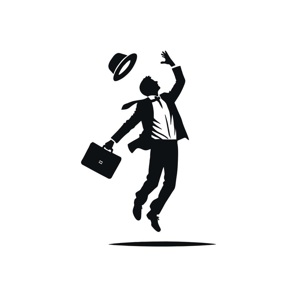 Silhouette of a Stylish Man Tossing a Hat Symbolizing Celebration vector