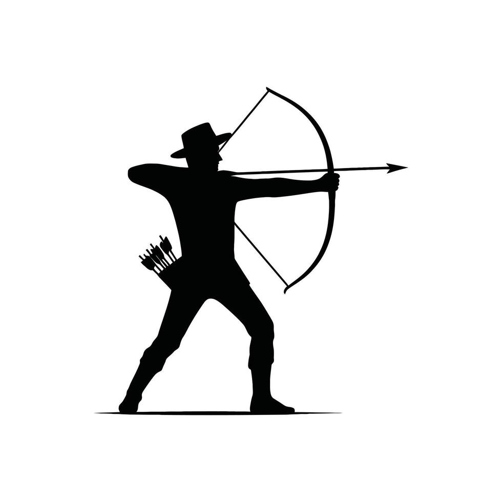 Archery Silhouette of a Man Pulling a Bow and Arrow Perfect for Sports and Outdoor Graphics vector