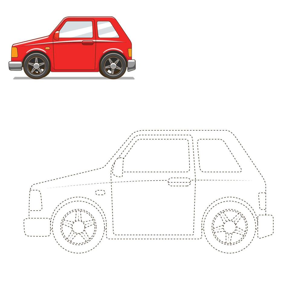 Draw cartoon car educational game illustration vector