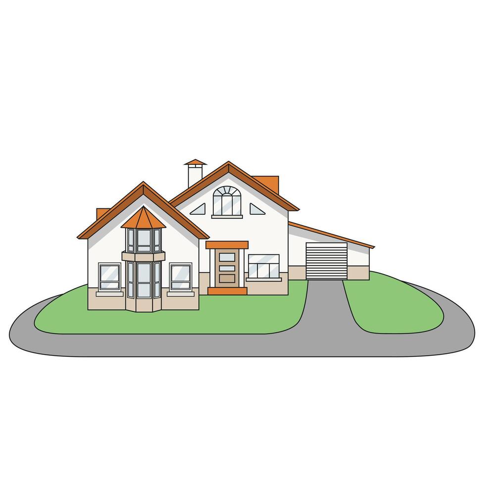 House cartoon colorful hand drawn illustration vector
