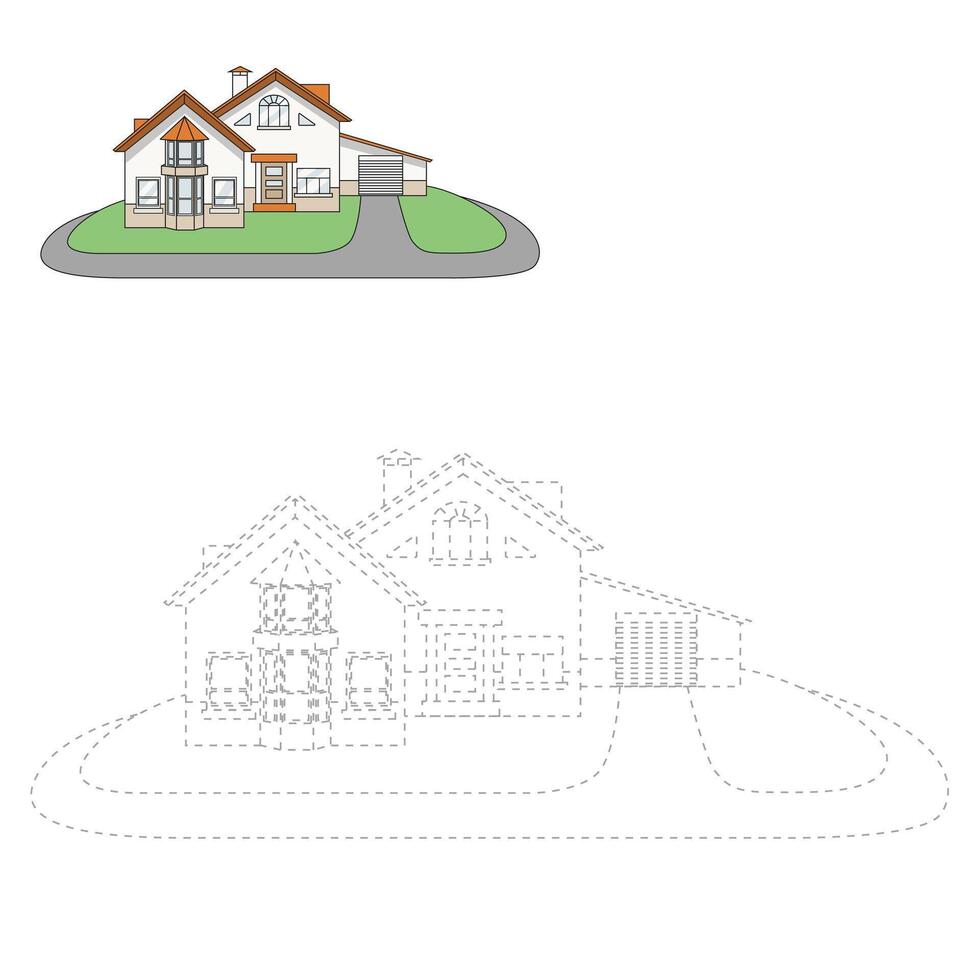 Draw house hand drawn educational illustration vector