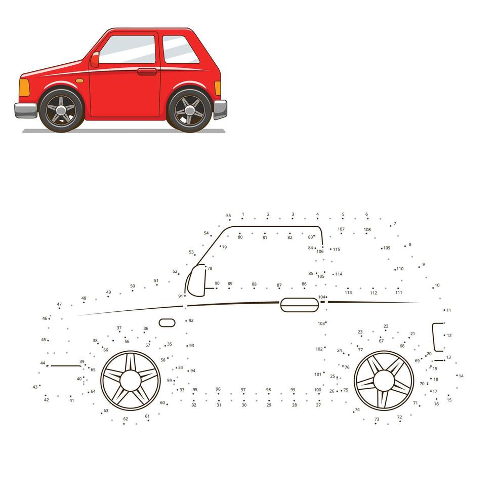 Draw cartoon car educational game illustration vector