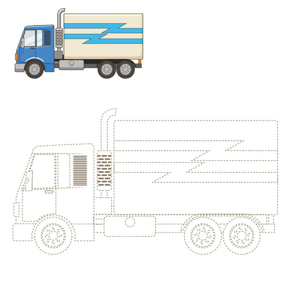 Draw cartoon truck educational game illustration vector