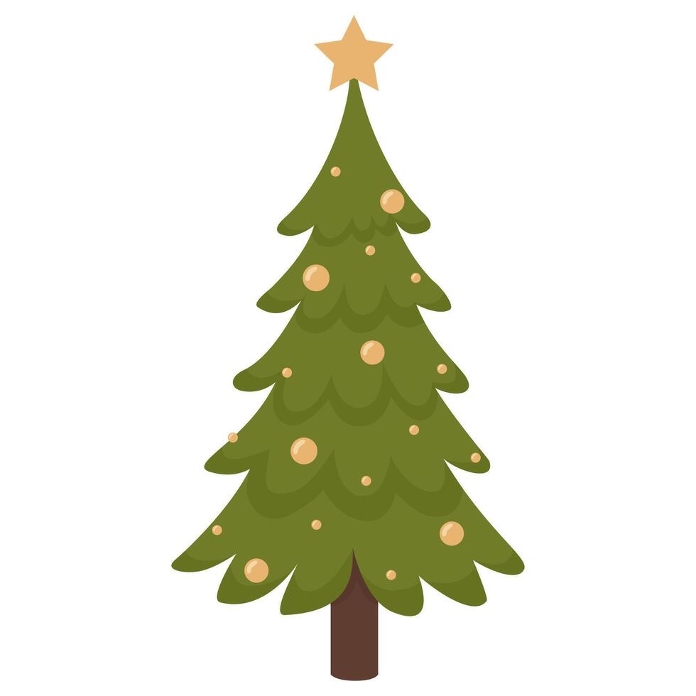 Christmas tree flat illustration isolated on white background vector