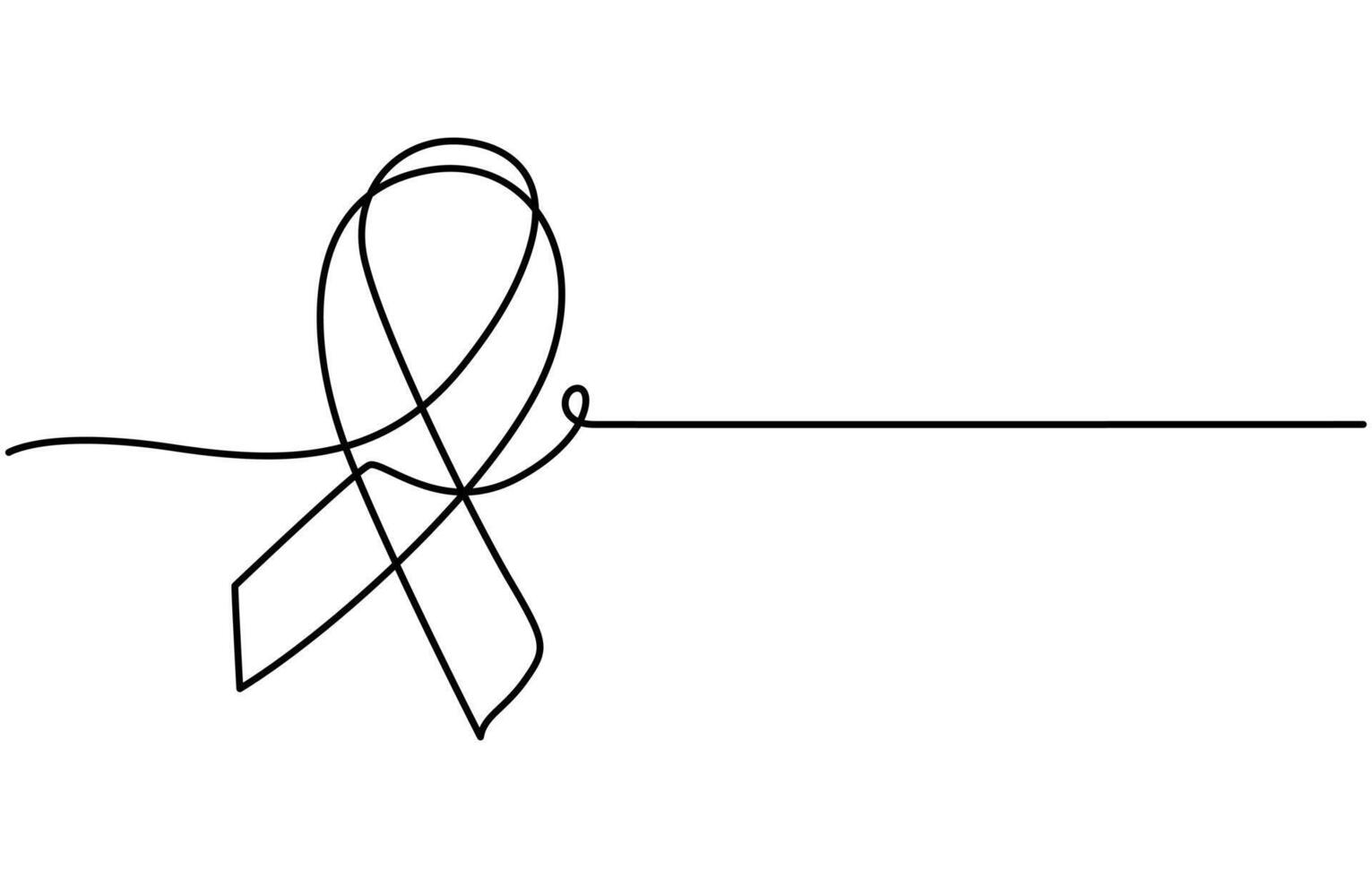 Simple white ribbon continuous line drawing vector