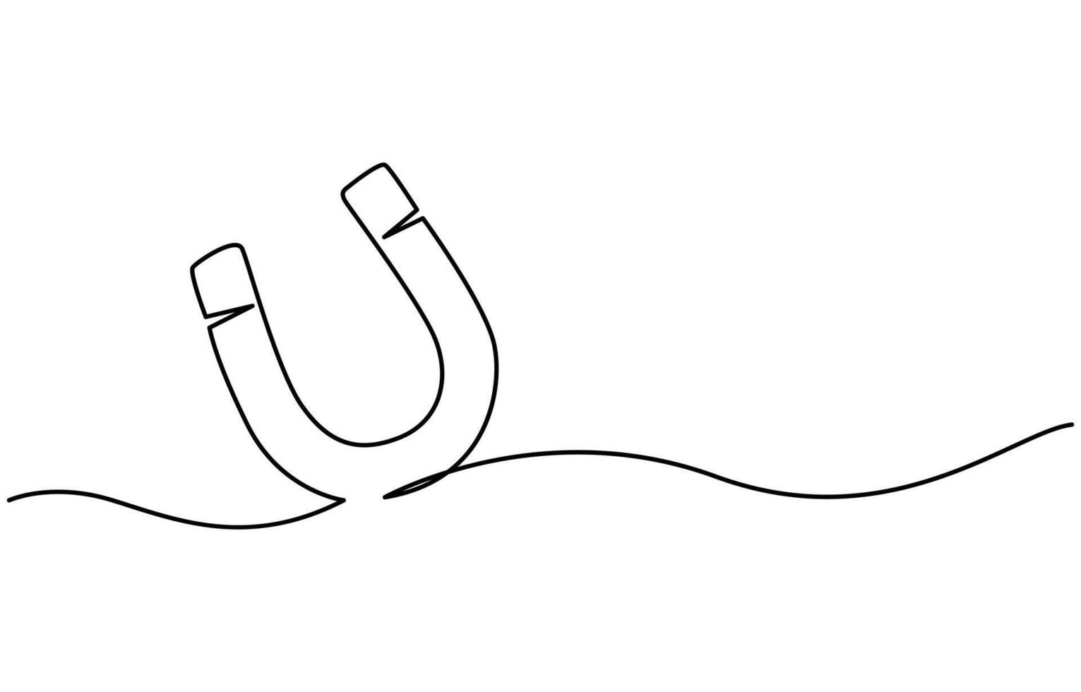 Continuous One line drawing horseshoe Magnet vector