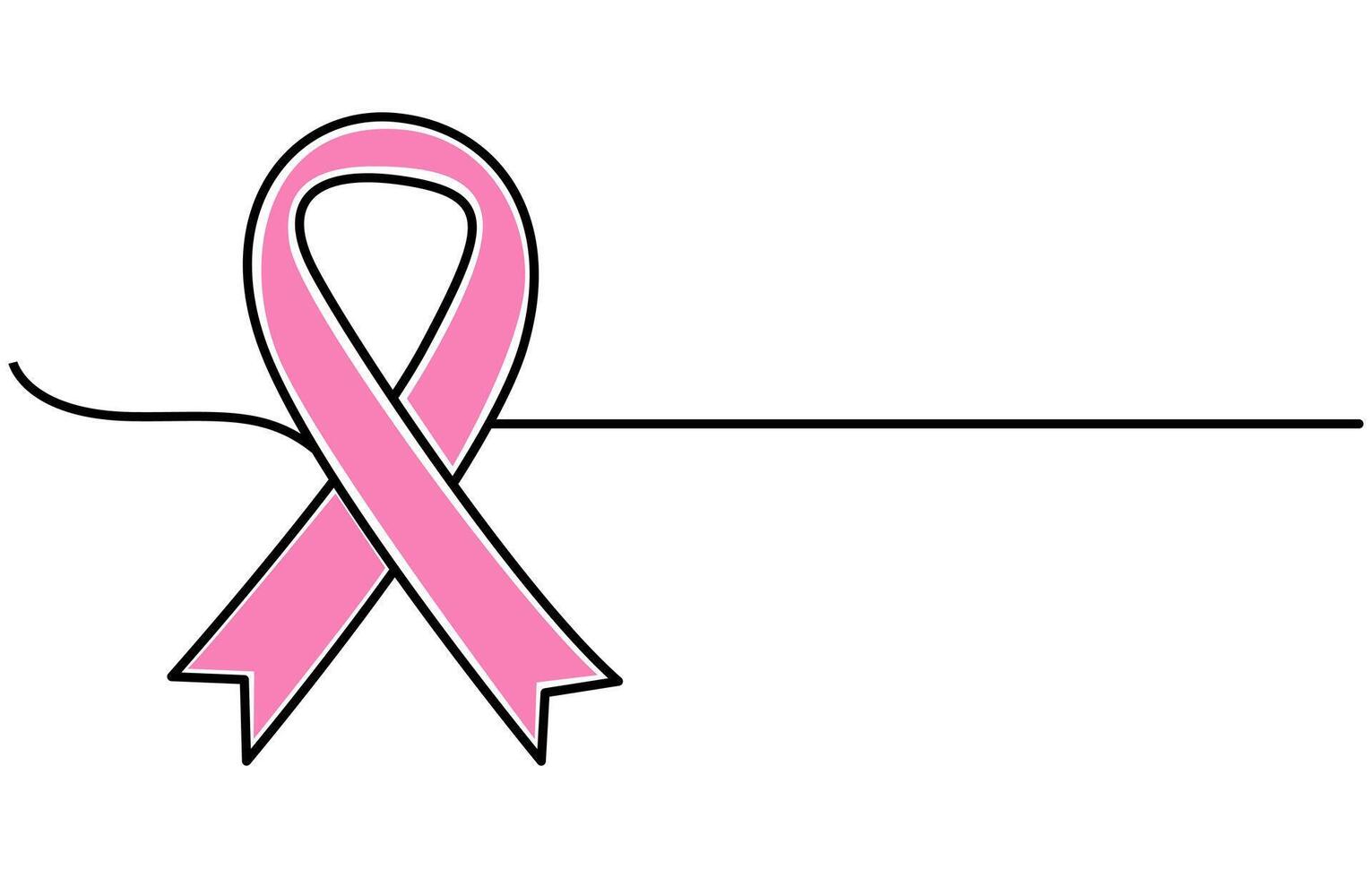 One single continuous line of pink ribbon for world cancer day isolated vector