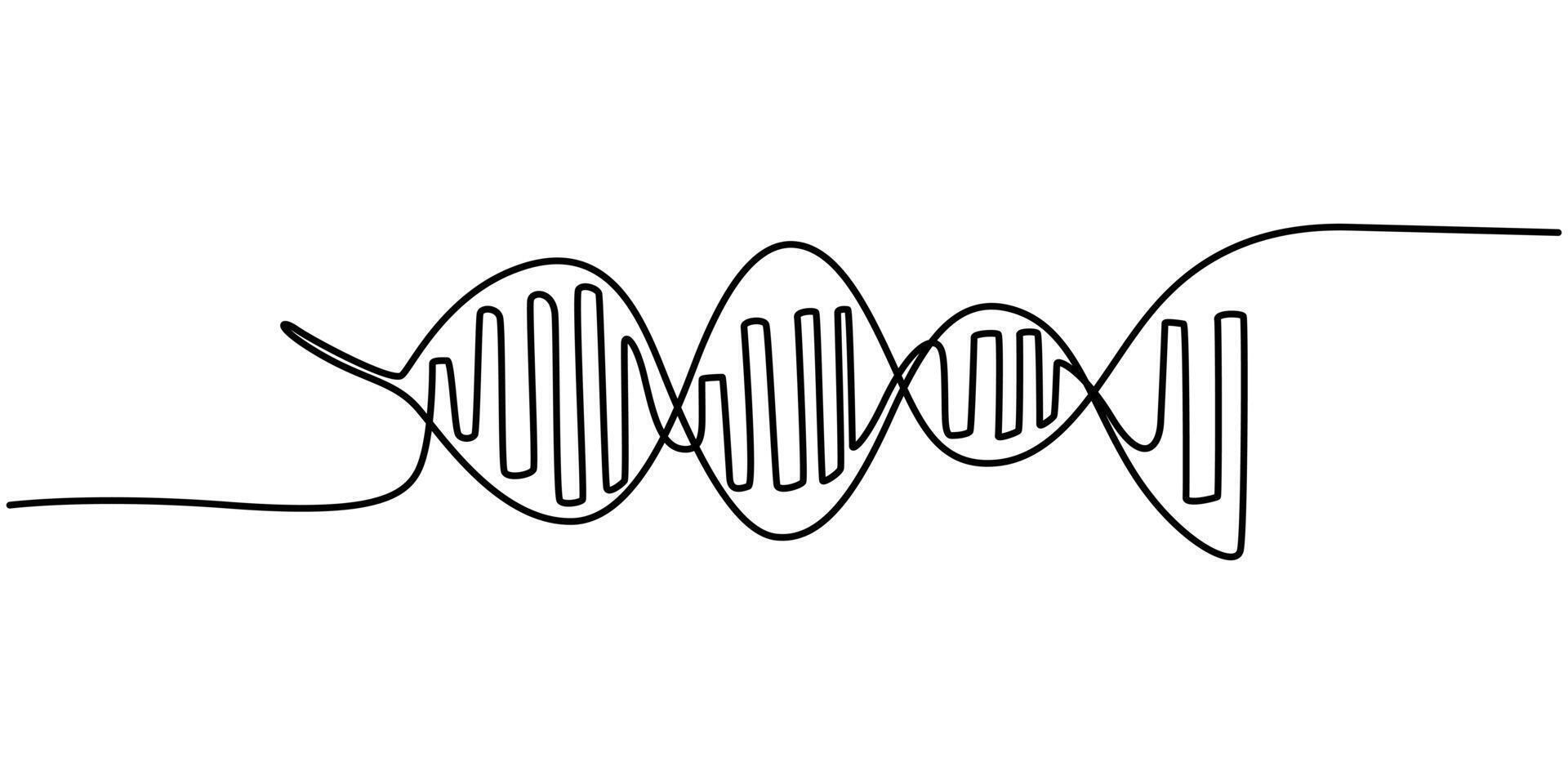 Continuous one line drawing helix or DNA Low poly wireframe style vector