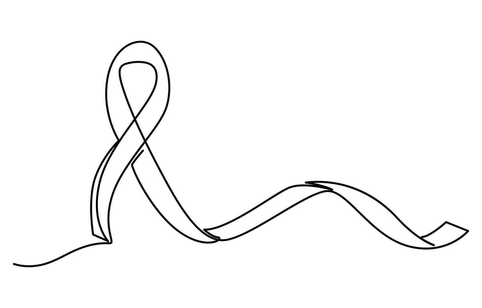 Breast cancer awareness ribbon hand drawn with single one continuous line vector