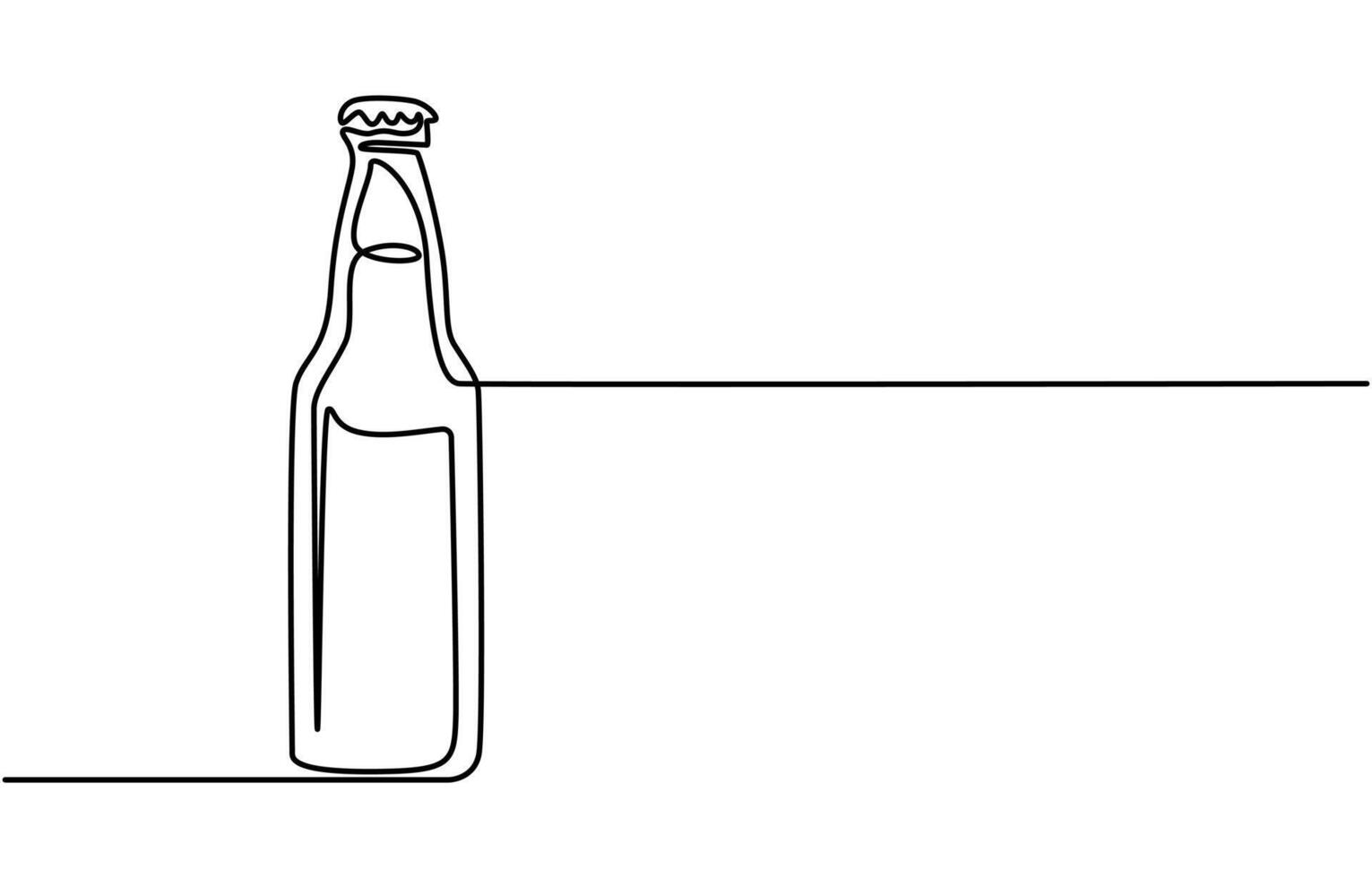 Beer bottle continuous one line drawing illustration vector