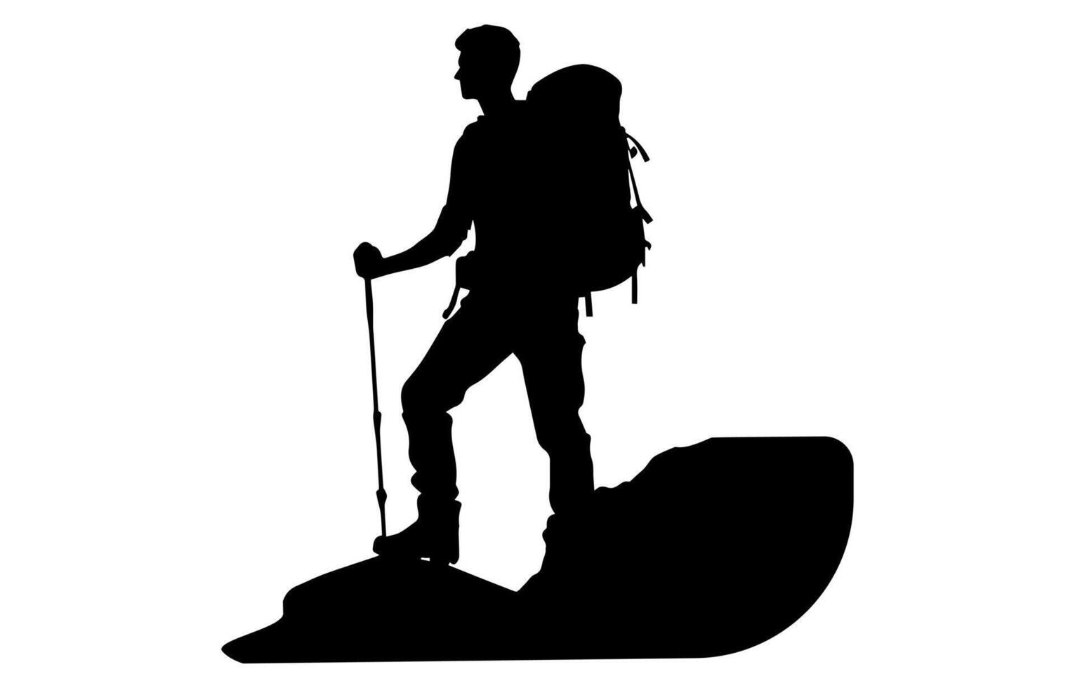 Backpackers hiking on Mammoth Crest silhouette vector