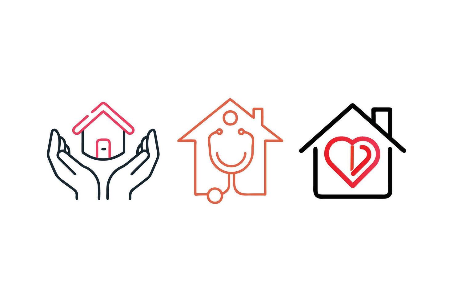 Elegant Home Care Logo Icons for Professional Branding. vector