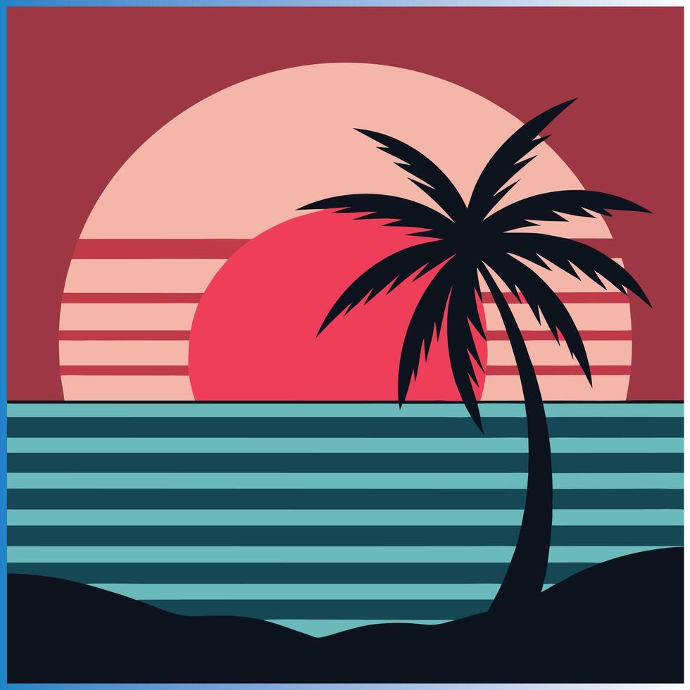 Bold Retro Nature Poster Icon Vintage-Inspired Art. vector